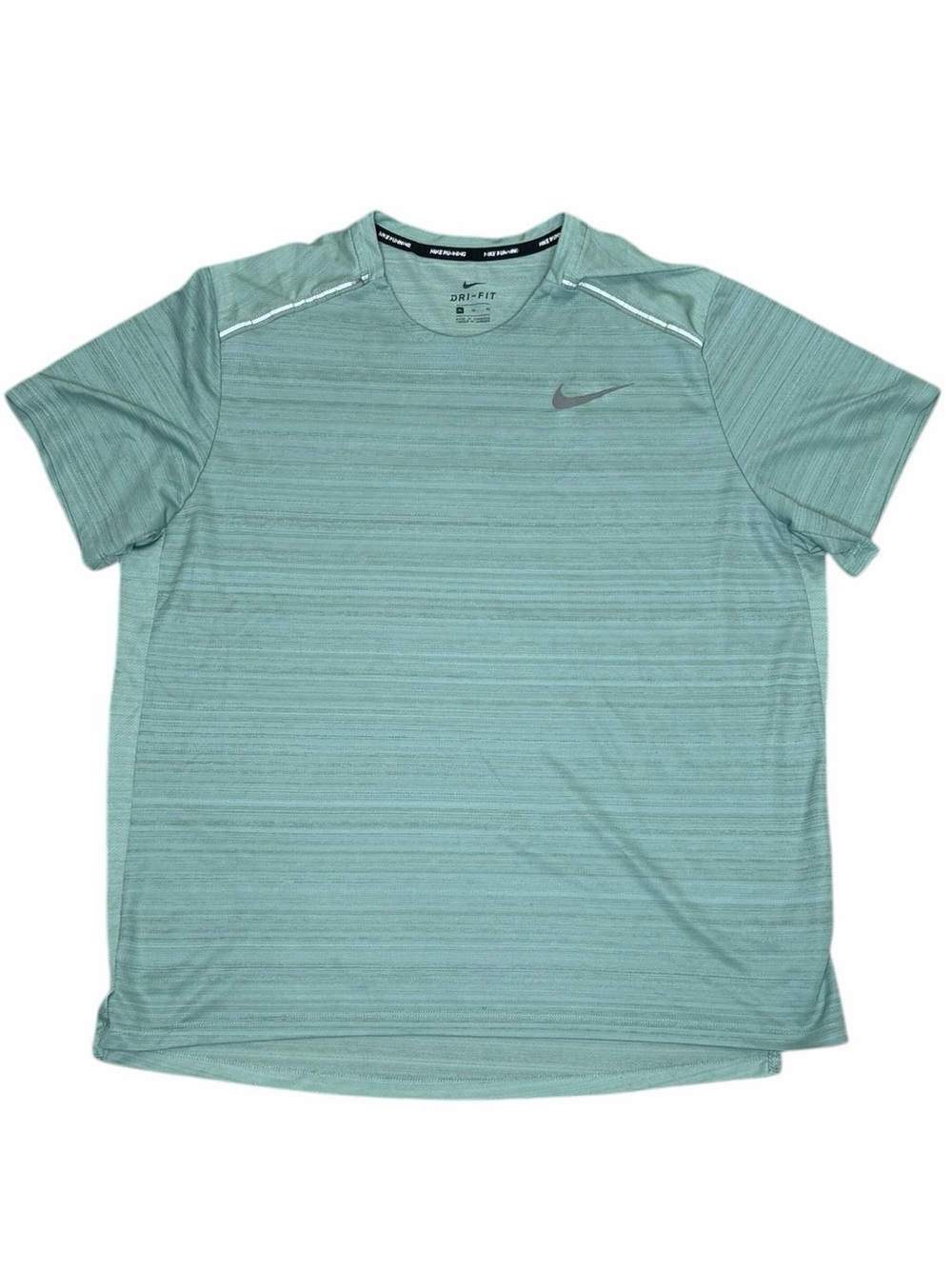 Nike Dri-FIT Running Shirt XL Green Reflective Athletic Short Sleeve Top
